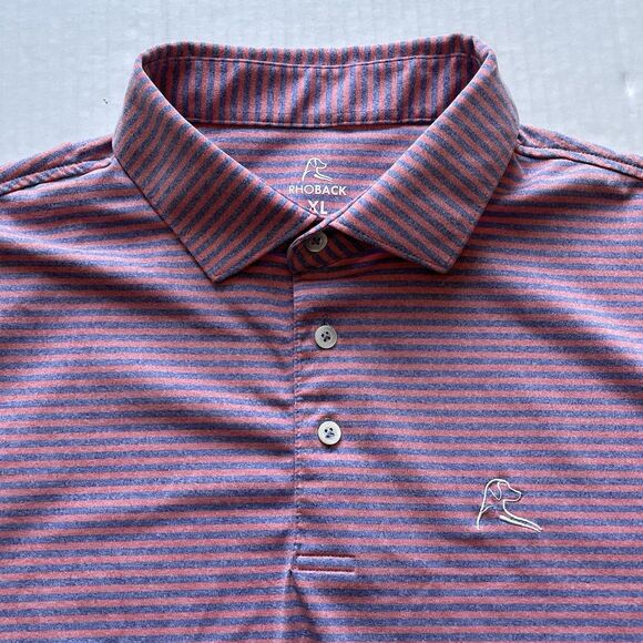 Rhoback Mens Polo Shirt XL Striped Performance Stretch Lightweight Golf Polo - Picture 4 of 11